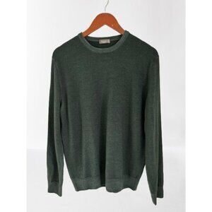 FERRANTE Made in Italy Crewneck Pure Wool Pullover Hunter Green Size Large